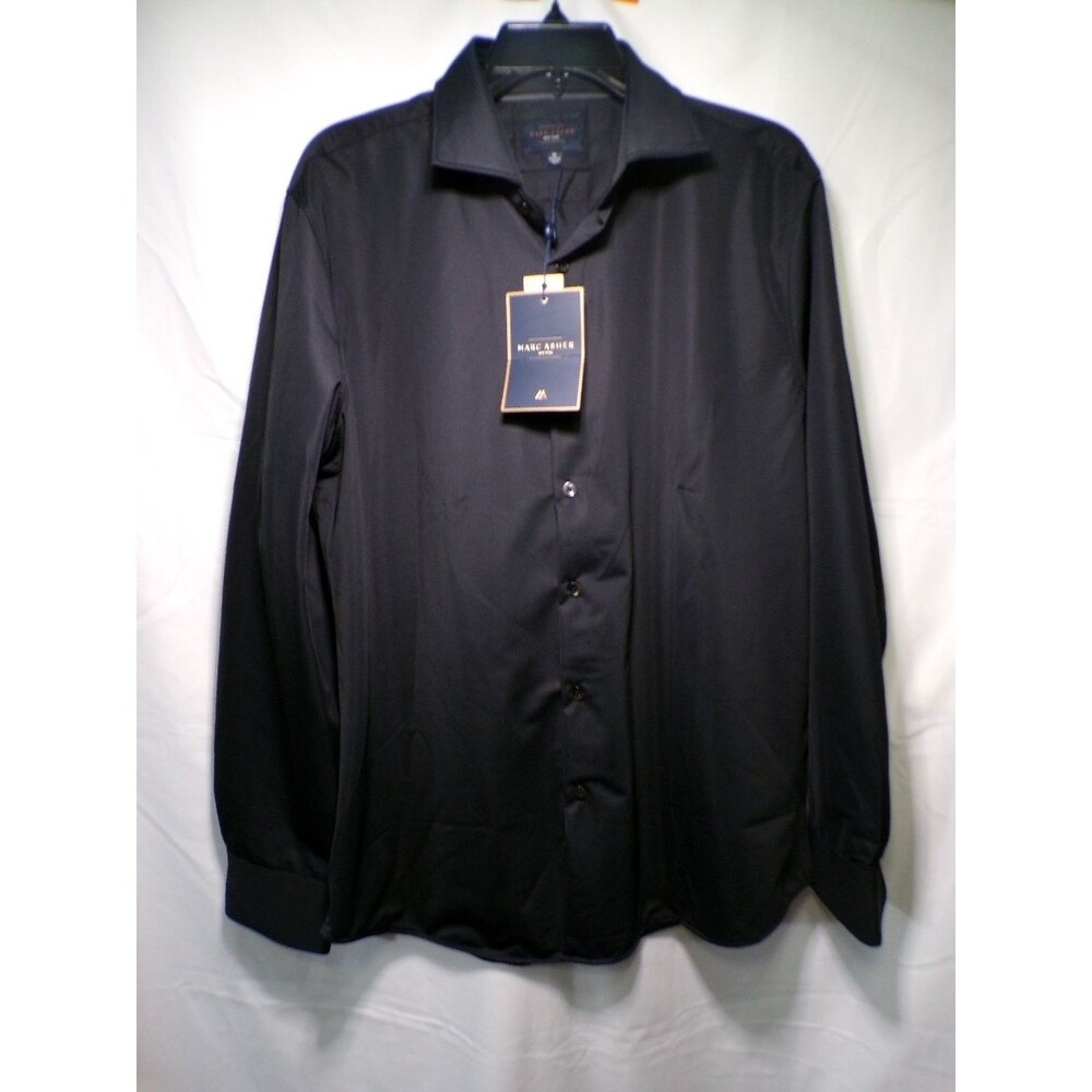 Marc Asher New York Men's Black Dress Shirt Long Sleeve Button Front XL